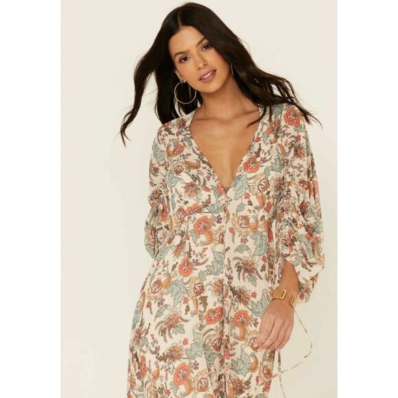 Free People Earth Folk Maxi Dress in Tea Combo - Picture 8 of 11